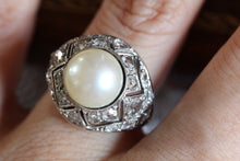 Load image into Gallery viewer, Pearl &amp; Diamond Dome Cocktail Ring