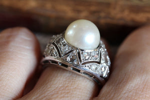 Pearl & Diamond Dome Cocktail Ring