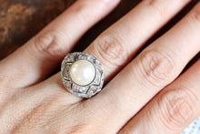 Load image into Gallery viewer, Pearl &amp; Diamond Dome Cocktail Ring