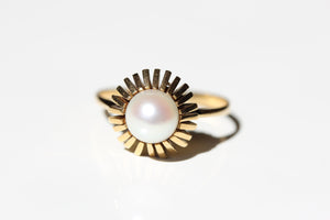 Sunburst Pearl Solitaire Ring