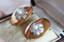 Load image into Gallery viewer, Retro Pearl &amp; Rose Diamond 18k Gold Earrings