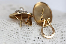 Load image into Gallery viewer, Retro Pearl &amp; Rose Diamond 18k Gold Earrings