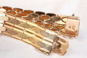 Articulated Strap Bracelet Tri-colored 18K Gold